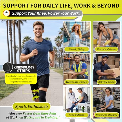 Knee Brace for Meniscus Tear 2 Pack, Knee Compression Sleeve for Men and Women, Knee Support for Arthritis, Swelling, Infl...