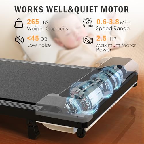 JURITS Walking Pad 2 in 1 for Walking and Jogging, Under Desk Treadmill for Home Office with Remote Control, Portable Walk...