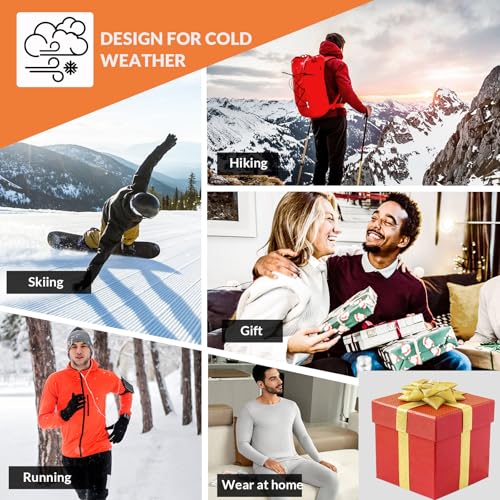 MEETYOO Thermal Underwear for Men Long Johns Fleece Lined Hunting Gear Bottom Top Set Base Layer Cold Weather