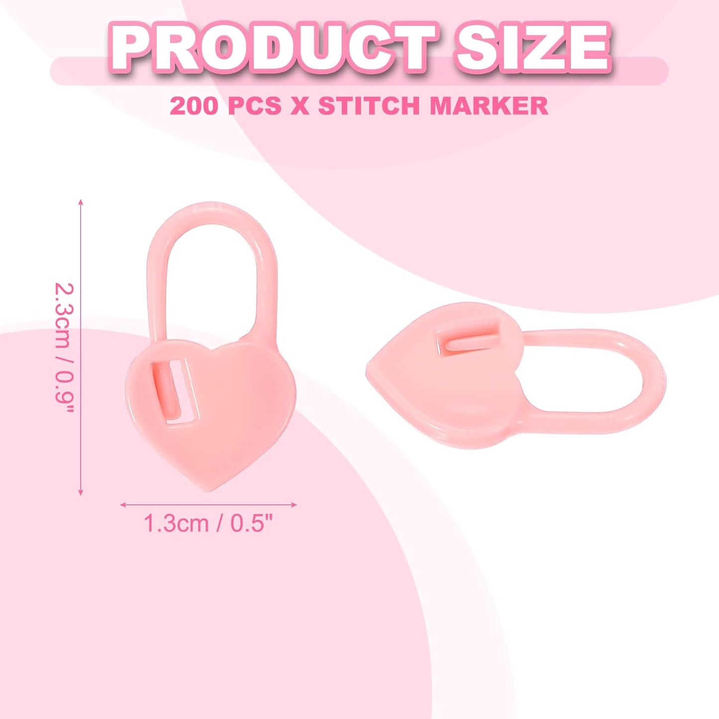 uxcell 200pcs Stitch Markers for Crocheting, Heart Shaped Crochet Marker Needle Clip Counter for Knitting Clothing Tag DIY Craft,Pink