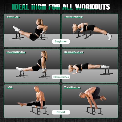 IMAYCC Parallettes Bars, Adjustable 7.5" and 10.6" High Push Up Bars Strength Training For Handstands, Full Planche & Dip...