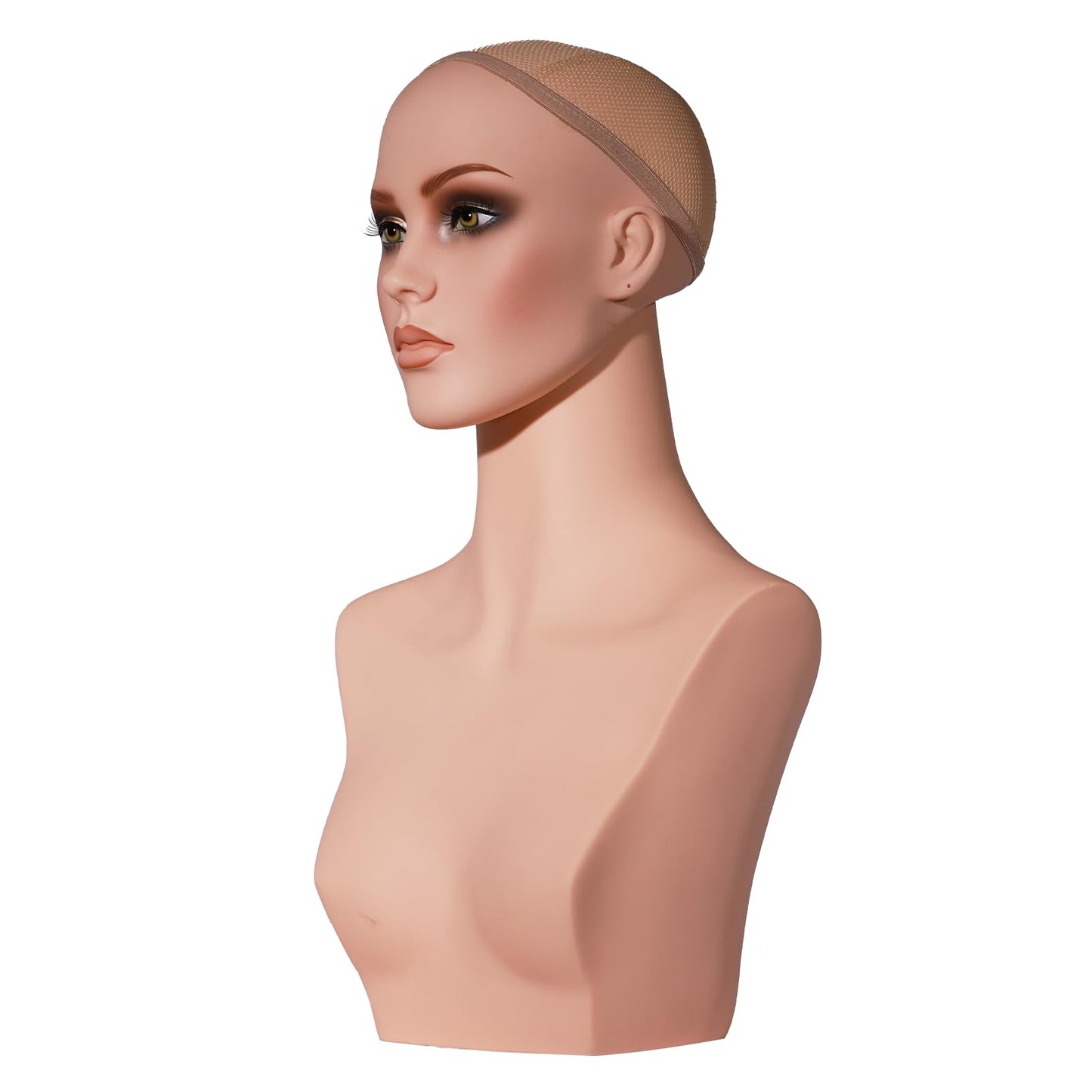 L7 MANNEQUIN Realistic Glam Half Body Mannequin Head ,Mannequin Head with Shoulders for Wigs Earrings Hats Display, cabeza e man