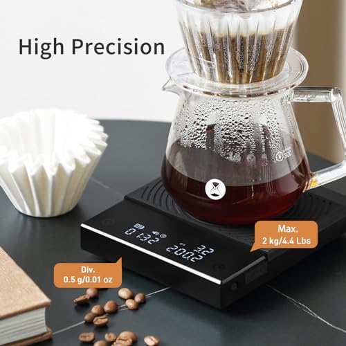 TIMEMORE Coffee Scale Basic 2.0 Electronic Espresso Scale with Water Flow Rate and Timer Function, Free Switching of Ounc...