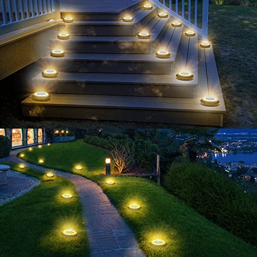 Flacchi Solar Ground Lights - Solar Powered Lights Outdoor Solar Disk Light Waterproof Landscape Light for Patio Yard Path...