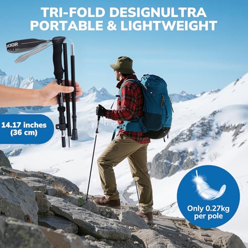 Gifts for Men Christmas Collapsible Trekking Pole, Ultralight 7075 Aluminum Hiking Stick for Women, Men & Seniors, 3-Secti...