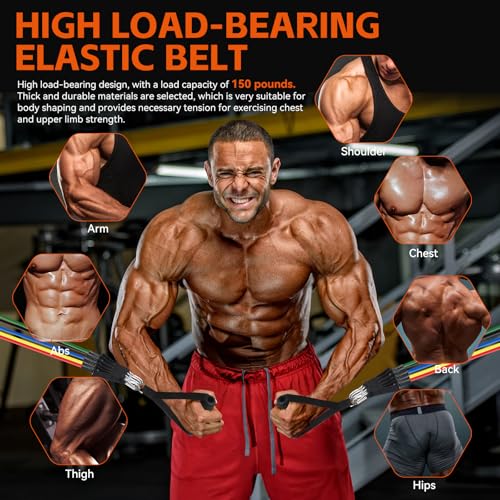 Resistance Bands Workouts Set for Men and Women with Handles - Heavy Duty 150lbs, 11 Piece Elastic Tube Kit for Gym & Hom...