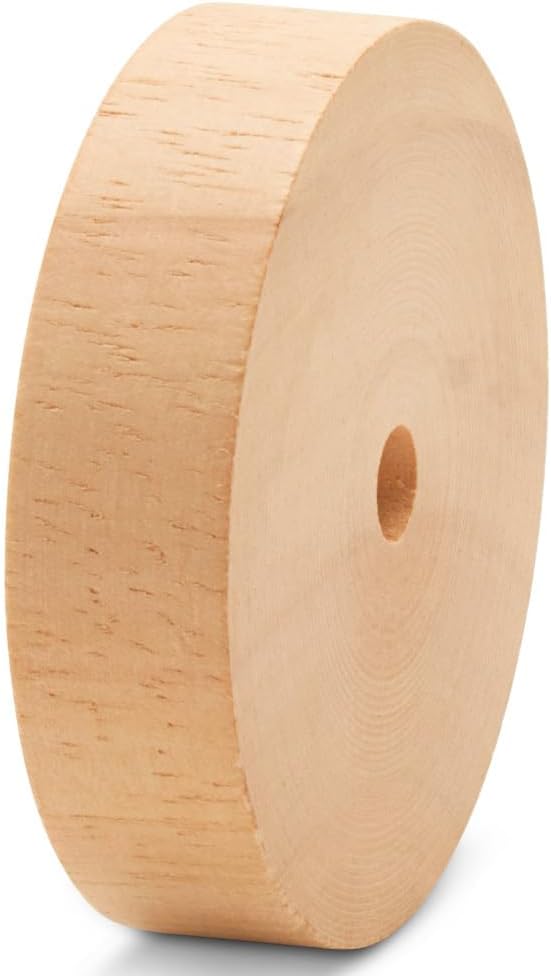 3-inch Diameter Slab Wooden Wheels for Crafts 3/8-inch Hole, 3/4-inch Thick, Pack of 12 Mini Craft Wheel for Model, by Woodpeckers
