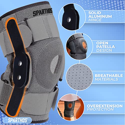 Sparthos Knee Brace - Heavy-Duty Hinged Support for ACL, MCL, Meniscus Tear, Arthritis, Tendonitis Pain - Open Patella - ...