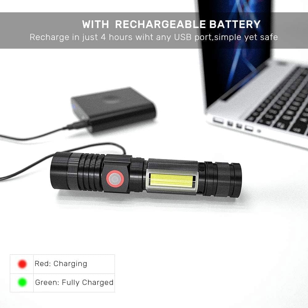 iToncs LED Rechargeable Magnetic Flashlight, Waterproof, 4 Modes, Aluminum, Tactical Flashlights 4PCS, Model Itoncs-2FlashLight-006i