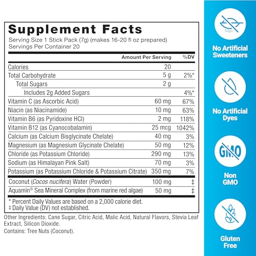 Force Factor Liquid Labs Electrolytes Powder Packets—Tropical Fruit—Hydration Packets to Make Electrolyte Water, with 5 Es...