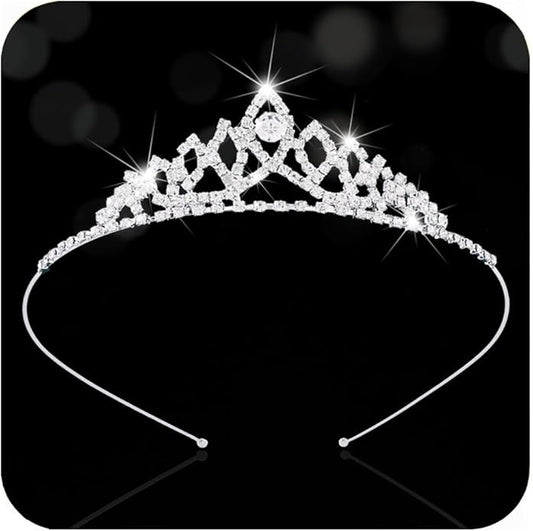Kilshye Rhinestone Tiara Headband Silver Crystal Princess Tiaras Birthday Crown Headdress for Girls