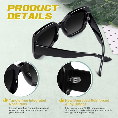GQUEEN Oversized Square Frame Sunglasses Womens Retro Vintage Trendy Shades,S904