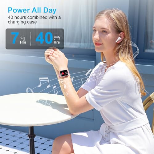 Wireless Earbuds for iPhone, 5.3 Bluetooth Headphones for Apple Earbuds Wireless, ENC Noise Cancelling 40Hrs Playback in E...