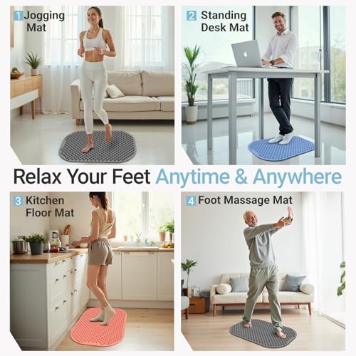 GEENOA Upgrade Silicone Foot Massager Mat with Dual-Side Usage, Large Reflexology Mat for Feet Relaxation, Foldable Foot A...