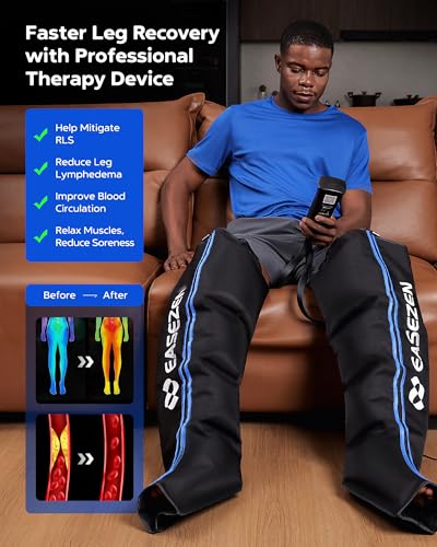 EaseZen Leg Compression Massager for Circulation and Pain Relief, Leg Recovery Compression System for Fast Recovery of Foo...