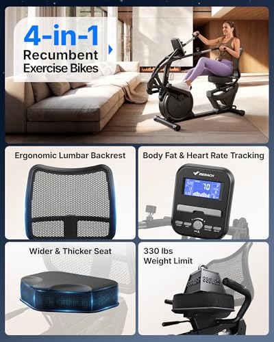 MERACH Recumbent Exercise Bikes for home, Light Commercial High-end Recumbent Bike for Seniors Adults, Magnetic Recumbent ...