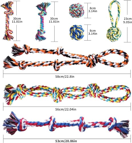 Aitmexcn Dog Rope Toys for Large and Medium Aggressive Chewers, 8 Pack Heavy Duty Dog Rope Toy for Large, Dental Cleaning ...