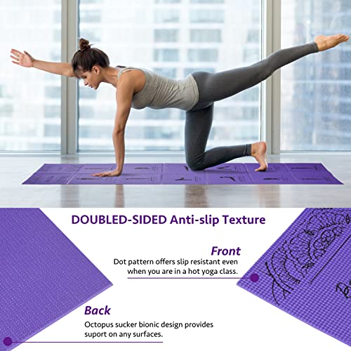 Foldable Yoga Mat for Women, Non Slip Exercise Mat for Home Gym, 5mm Travel Yoga Mats Set With Stretch Strap for Yoga Pila...