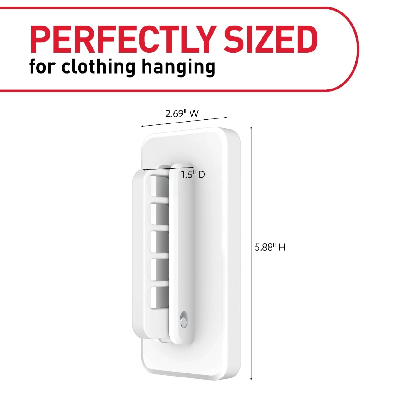 Command Folding Clothes Hanger, Holds up to 5 Hangers 7.5 lb, 1.5lbs per Rung, 1 Hook with 5 Rungs, 4 Strips, Closet Organizer, Home Organization