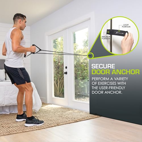 ProsourceFit Single Stackable Resistance Bands with Door Anchor and Exercise Guide, 8-12 LB, Heavy Duty Fitness Tube for F...