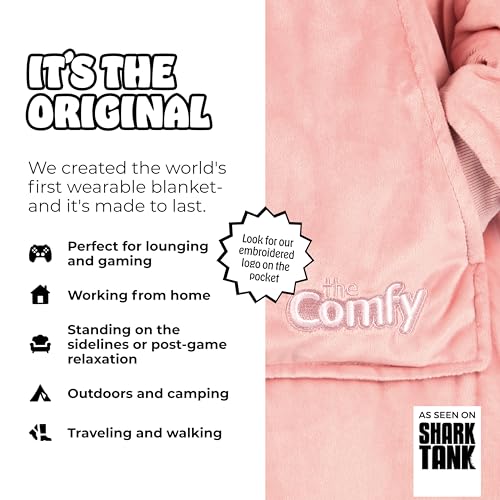 THE COMFY Original | Sherpa Lined Microfiber Fleece Wearable Blanket, Oversized Design with Hood and Pocket from Shark Tank