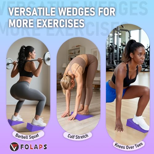 Folaps Squat Wedge with Step-by-Step Guide: 15-Degree Non-Slip Blocks for Deep Squats Lower Body Exercises - Improve Stren...