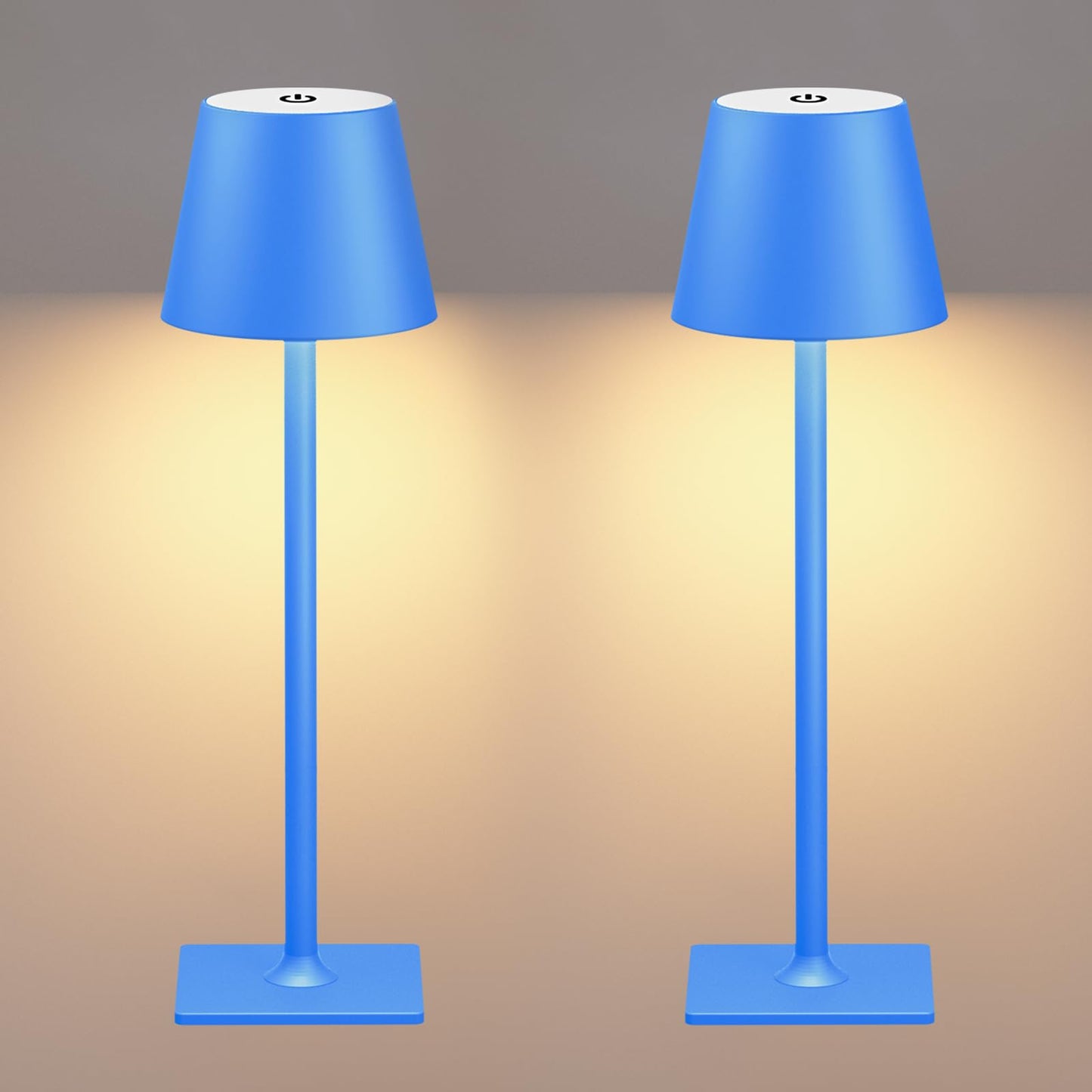 Yogaret Blue Cordless Table Lamp Set of 2, Metal Indoor/Outdoor Lighting, Model Yogaret-Dinner Lamp