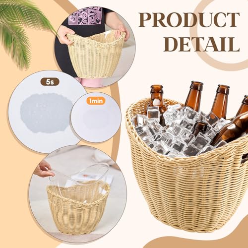 LemonRoad 2 Pcs Ice Bucket Woven Design with Scoops Diatomaceous Earth Pad 4l Champagne Wine Bucket Drink Bins for Parties...