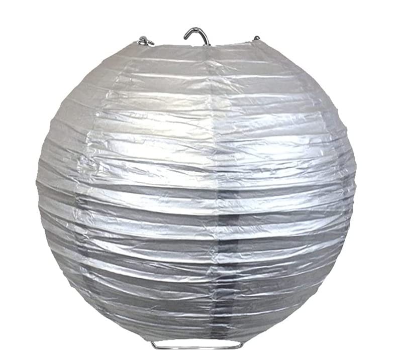 Matissa Pack Of 3 Round Paper Lanterns - Silver, 16/40Cm, Wedding & Birthday Party Decoration