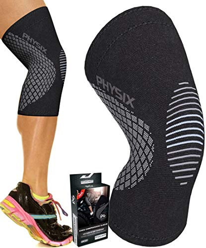 Physix Gear Knee Compression Sleeve for Men & Women - Best Compression Knee Brace for Walking, Running, Gym, Basketball, W...