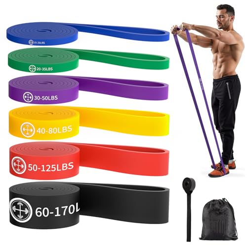 Exercise Bands，Set of 6 Resistance Bands for Working Out,Pull Up Bands Set,at Home Workout Equipment,Workout Bands for Men...