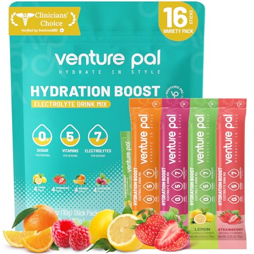 Venture Pal Sugar Free Electrolytes Powder Packets - Liquid Daily IV Hydration Packets | Instantly Hydrating & Party Recov...