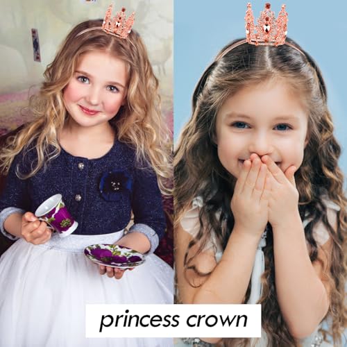 VELSCRUN Rose Gold Crystal Tiara Headband, Crowns for Women, Princess Girls Tiaras, Royal Queen Crown Princess Quinceanera...