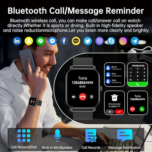 Smart Watch for Men Women Fitness: Make Answer Call Digital Mens Watches Waterproof Running Pedometer Smartwatch for Andro...