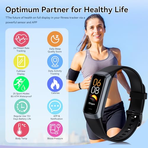 APPBYER Fitness Tracker,Step Tracker,Activity Trackers with 24/7 Heart Rate,Blood Oxygen Blood Pressure Sleep Monitor,5 AT...