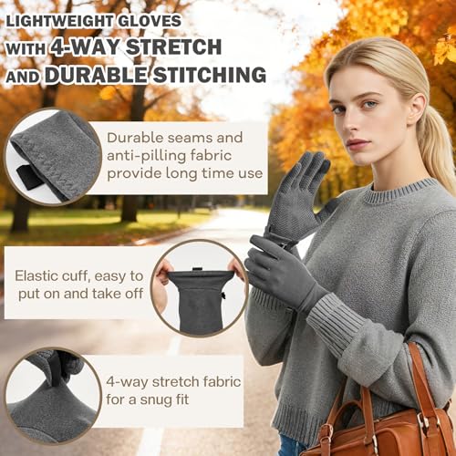 Sukeen Lightweight Running Gloves for Women Touchscreen Anti-Slip Liner Gloves Winter Warm Gloves for Cycling, Driving, So...