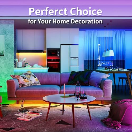 Tenmiro Led Lights for Bedroom 100ft (2 Rolls of 50ft) Music Sync Color Changing Strip Lights with Remote and App Control ...