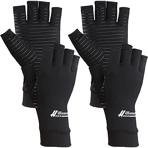 2 Pairs Copper Arthritis Gloves - Compression Gloves for Arthritis Pain Relief Rheumatoid Osteoarthritis Carpal Tunnel, Fi...