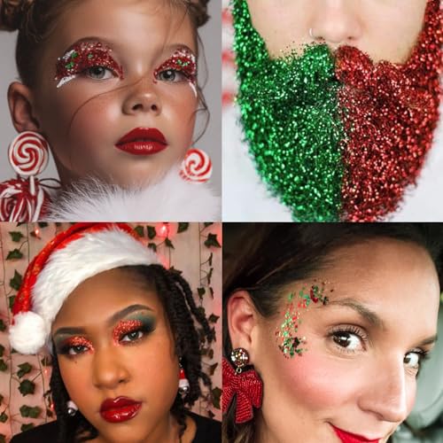 Christmas Body Glitter Stick,Face Hair Glitter Makeup for Women,Waterproof Christmas Hair Glitter,Singer Concert Festival ...