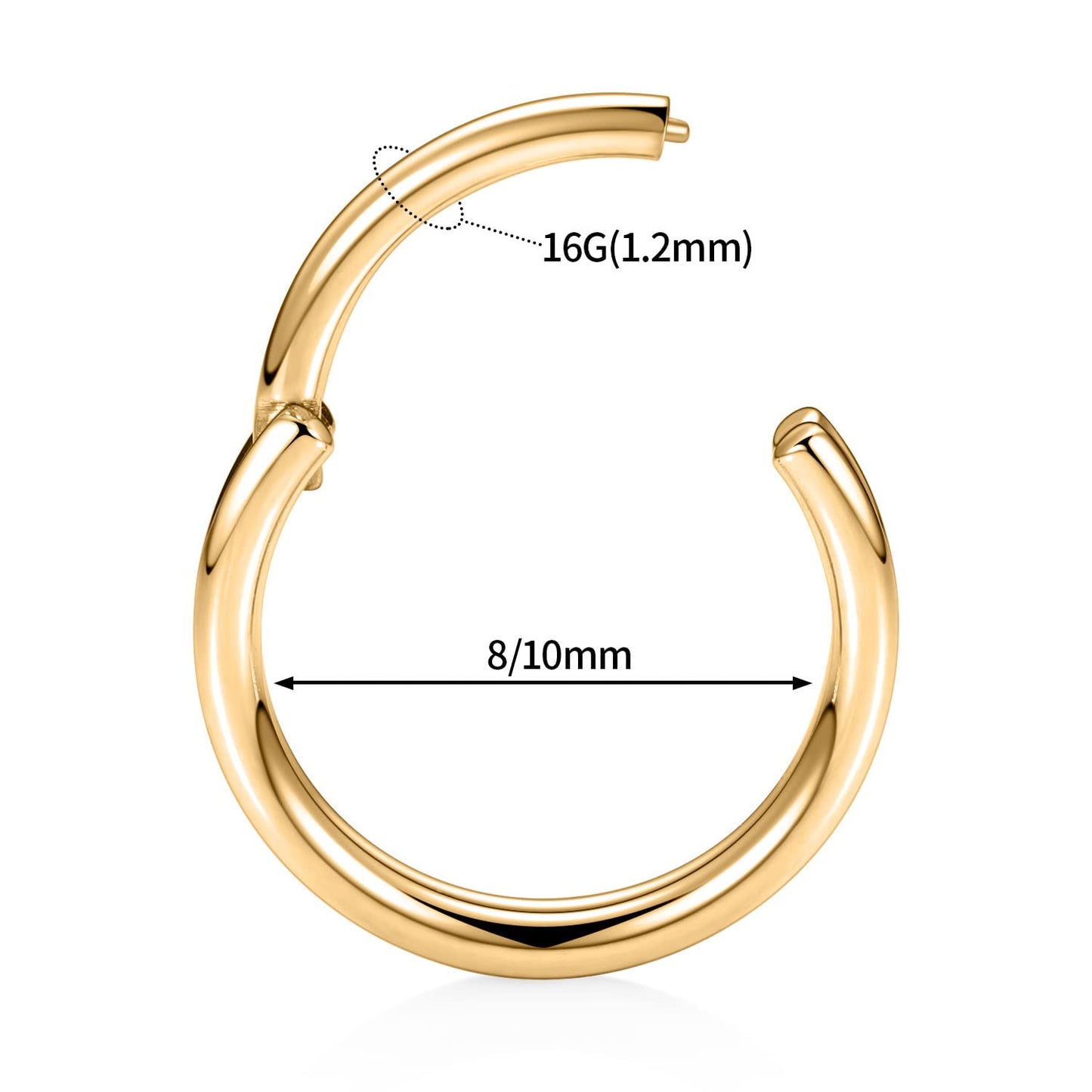 PEAKLINK Conch Piercing Jewelry Cartilage Earrings 16G Double Stacked Septum Jewelry Helix Piercing Surgical Steel Gold Nose Rin