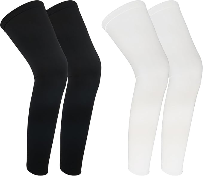 Zyghjort 2 Pairs Leg Sleeves, Thigh Compression Sleeves Full Length Sports UV Protection Sleeve Long Legs Sleeve with Ant...
