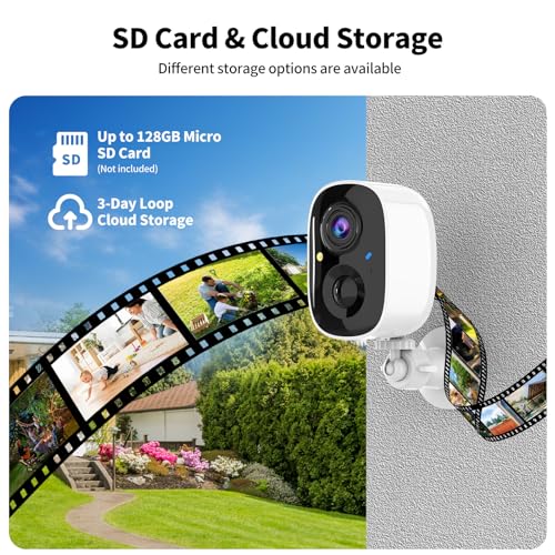 Security Cameras Wireless Outdoor,2K Indoor WiFi Wireless Cameras,Outside Battery Powered Camera for Home Security,AI Moti...