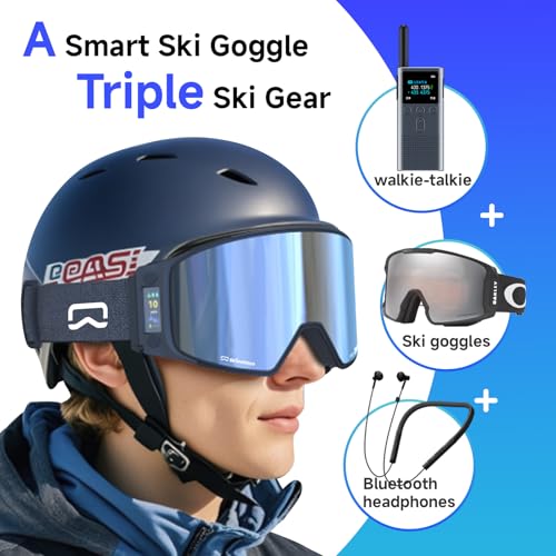 SKIWARRIOR Multifunctional Smart Bluetooth Ski Goggles with Walkie-Talkie, Anti-Fog Zeiss Lens, Music & Call Function