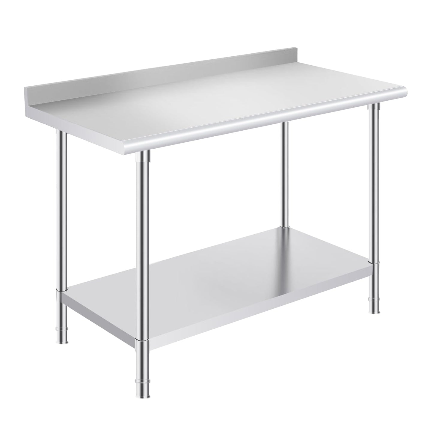 OSTBA Stainless Steel Table for Prep & Work 24x48 Inches with Backsplash, NSF Metal Commercial Heavy Duty Table with Adjustable Undershelf and Foot for Restaurant Kitchen Home and Hotel