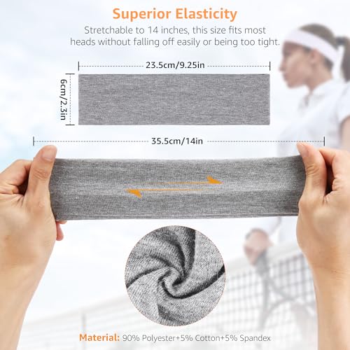 DiyJibb Headbands for Women, Stretchy Non Slip Soft Cotton Cloth Hair Bands for Sports, Workout, Yoga and Running, 7pcs