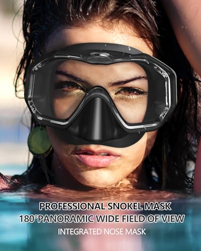 WSTOO Adults Swim Goggles with Nose Cover,HD 3-Window Wide Vision Lens Snorkel Diving Swimming Mask Anti-Fog&Leak