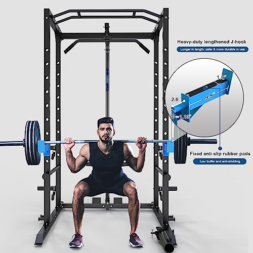 ULTRA FUEGO Power Cage, Multi-Functional Power Rack with J-Hooks, Dip Handles, Landmine Attachment and Optional Cable Pull...