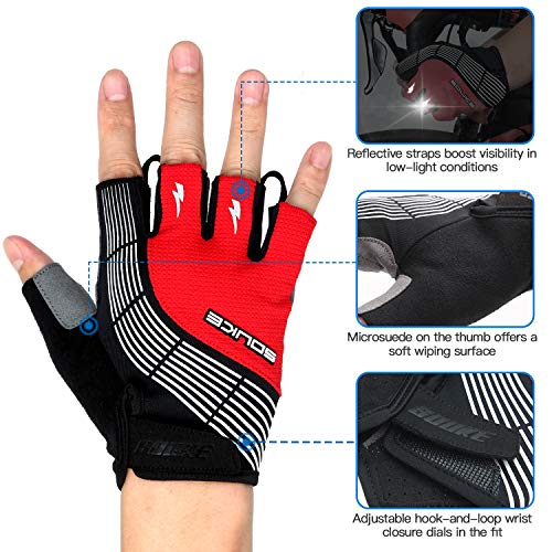 Souke Sports Cycling Bike Gloves - Padded Half Finger Bicycle Gloves with Shock-Absorbing, Anti-Slip, Breathable MTB & Roa...