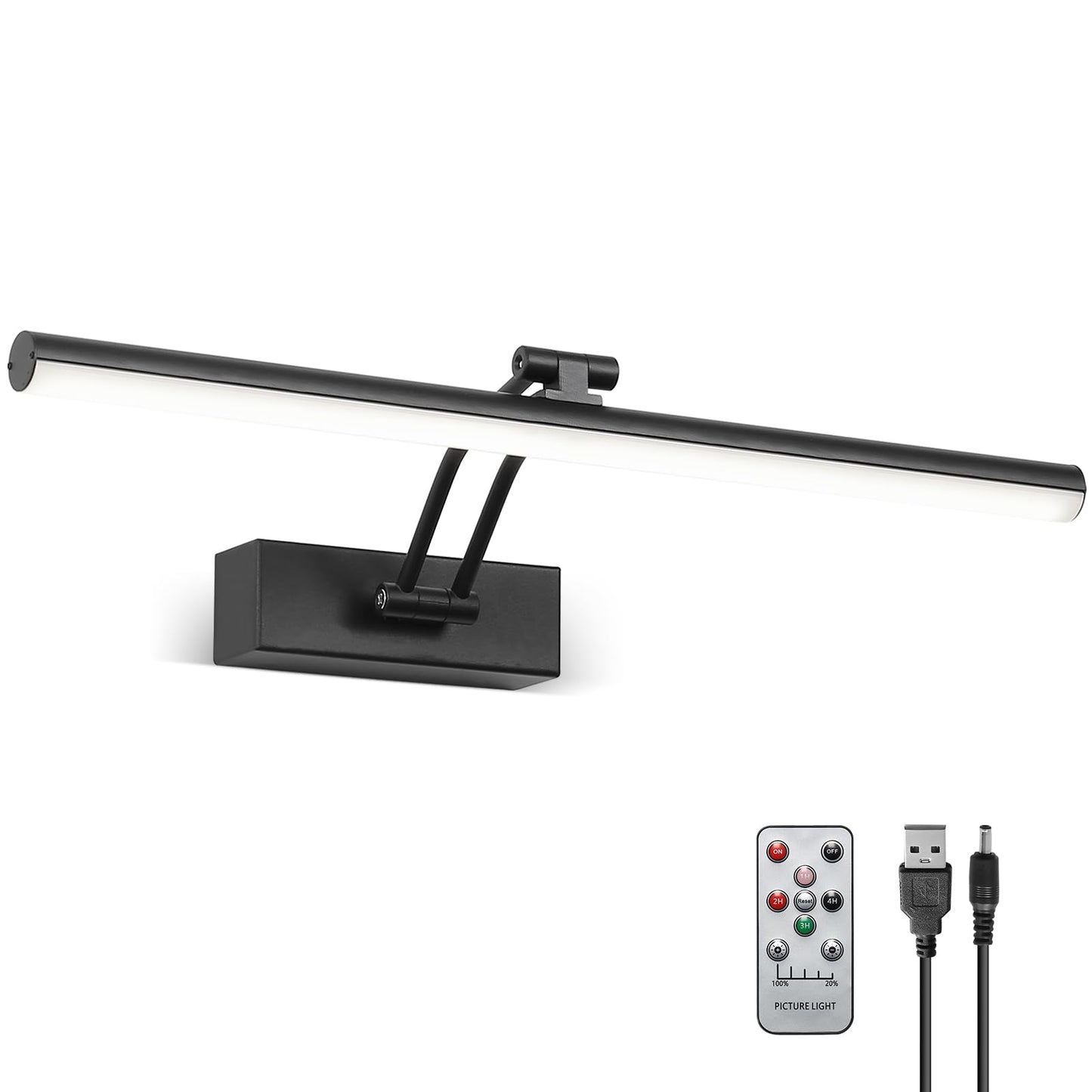Howmzon Wireless Picture Light  16 Inches  Battery Operated  Dimmable Black Metal Led Art Light For Wall Sconce