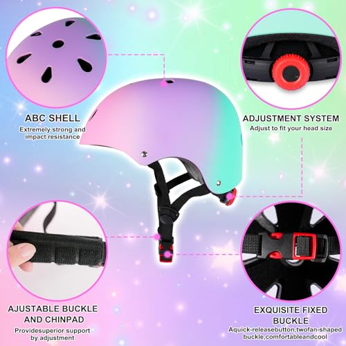 Kids Bike Helmet for 3-5-8-14+ Age Girls and Boys, Kids Helmet with Knee Pads Elbow Pads Wrist Guards,Ventilation Multi-Sp...